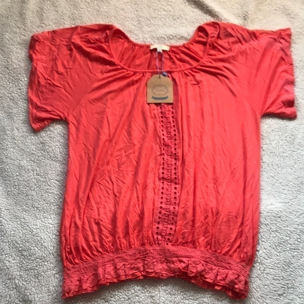 NWT Kori America size small coral blouse